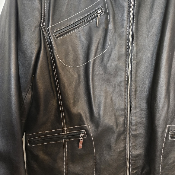 Pamela McCoy Women Black Biker Leather Jacket Size Large - Picture 6 of 10